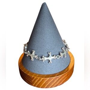 Modernist Brutalist 925 Sterling Silver Link Bracelet Toggle Clasp 22.9g